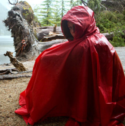 poncho huddle in thunderstorm